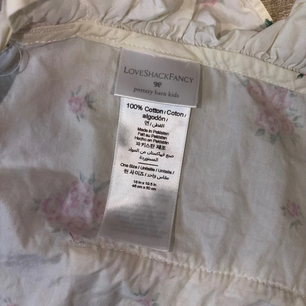 LoveShackFancy Pottery Barn Kids Floral Ruffle Cotton Apron Cream Pink One Size